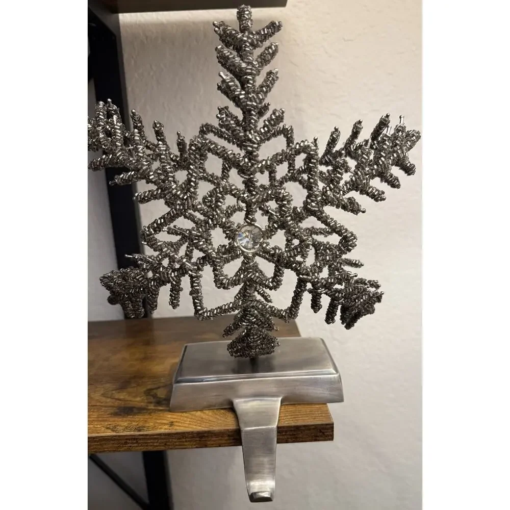 Pottery Barn Large Christmas Beaded Star Faux Diamond Stocking Holder 10”